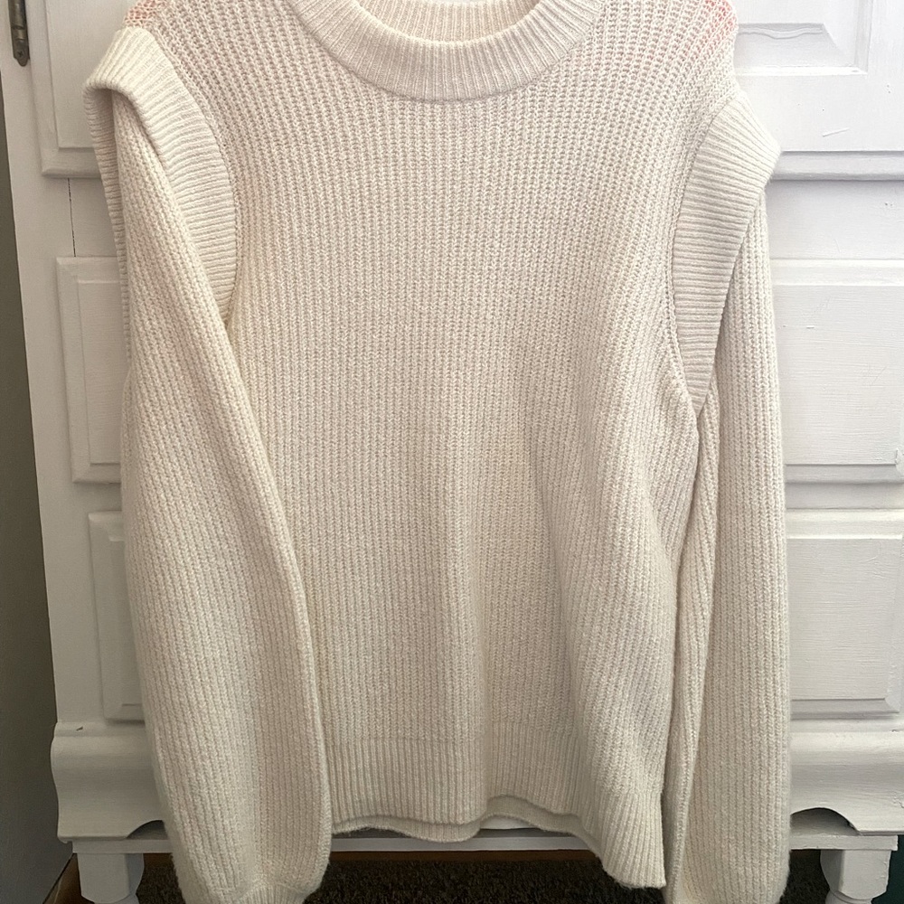 Womens Crewneck Pullover Sweater Cream Large